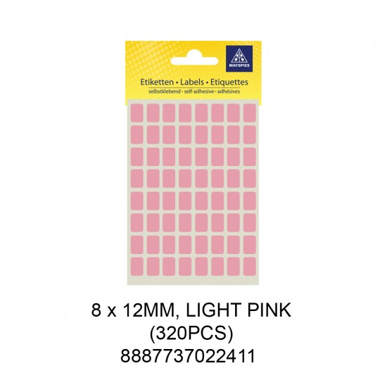 MAYSPIES MS-8X12MM COLOUR LABEL / 5 SHEETS/PKT / 320PCS / 8X12MM  LIGHT PINK